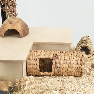 Tunnel en jacinthe d'eau tressé à la main pour petits animaux : hamster, gerbille, lapin – Cachette, jouet à mâcher naturel, tunnel de cage écologique - Product Image 2