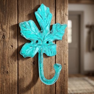 Ba Rustic Turquoise Maple <b>Leaf</b> <b>Wall</b> Hook Metal Handmade <b>Decorative</b> Coat Hanger Single Hook Plant Pattern - Product Image 3