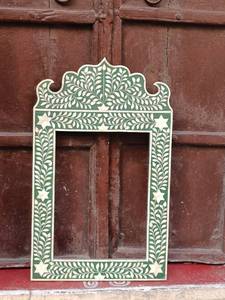 Handmade Bohemian Bone Inlay <b>Arch</b> Mirror With Green White Floral <b>Frame</b> Decorative Wall Mirror For Home Decoration Wall Mirror - Product Image 4