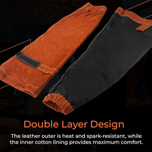 Manches de protection individuelle en cuir de vachette résistant à la chaleur et aux flammes pour le soudage industriel et les pompiers - Product Image 2