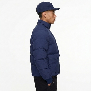 Custom Stylish Hooded Puffer <b>Jacket</b> For <b>Men</b> Warm Wear With Zipper Comfortable Design Ideal For Cold Weather And Street Fashion - Product Image 4