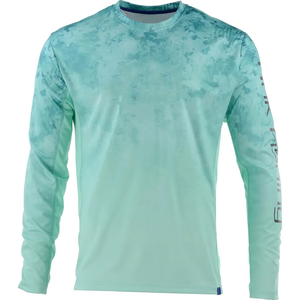 Camisa de pesca UPF 50 personalizada de la mejor calidad, camisa de pesca anti UV para hombre, camisa de poliéster tipo pullover, camisa para el sol en azul, verde y rojo. - Product Image 1