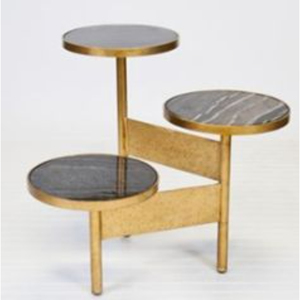 Best Selling Square Two Tier Metal Tray Set With Gold Floral Stem Handmade Stainless Steel <b>Dessert</b> Display For Cake <b>Tools</b> - Product Image 4