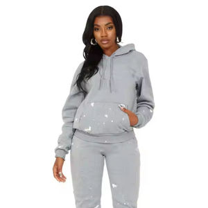 High Quality 2-Piece <b>Women's</b> Casual Tracksuit Jogger Set Customized Logo Hoodie <b>Pattern</b> Thick Cotton <b>Fleece</b> - Product Image 1