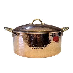 Casserole en cuivre pur martelé à la main avec couvercle et poignées en laiton, ustensile de cuisine traditionnel en cuivre pour la cuisine à domicile - Product Image 4
