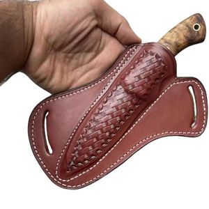 Thick leather <b>knife</b> <b>sheath</b> with <b>a</b> heavy duty button <b>for</b> <b>a</b> unique artistic look Adjustable leather <b>knife</b> cover - Product Image 5