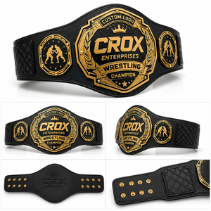 Ceinture de championnat de lutte unisexe avec logo personnalisé, boucle en alliage noir et or, trophée sportif formel, longueur 1,2 m pour événements et présentations - Product Image 5