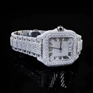 Reloj de Pulsera de Lujo Hip Hop para Hombre con Esfera Cuadrada Iced Out, Cuarzo, Moissanita de Pavé Completo y Correa de Acero Inoxidable de 20mm - Product Image 2