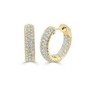 Double Sided Pave Round Lab Grown Diamond <b>Huggie</b> Hoop Earring Wholesale 14k 18k <b>Gold</b> Large 19mm Hinged Classic Pair Manufacturer - Product Image 5
