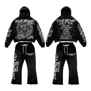 Conjunto Deportivo con Efecto Desgastado, Sudadera con Capucha y Pantalones de Campana - Product Image 3