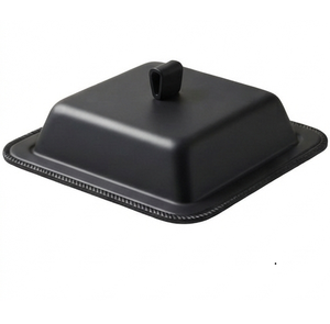 Beurrier en aluminium noir mat avec couvercle, design minimaliste, hermétique, pour la cuisine, couleur unie - Product Image 2