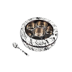 Boîte Masala en acier inoxydable à impression émaillée moderne à la mode, couvercle transparent de cuillère fonctionnel et écologique durable - Product Image 6