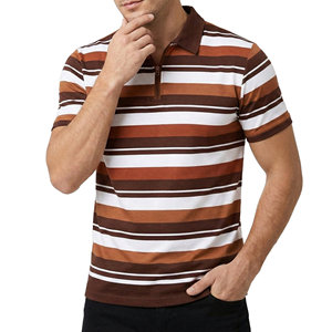 Polo à manches courtes pour hommes, personnalisé avec logo OEM, motif rayé, col zippé, idéal pour le golf et les occasions décontractées, collection été. - Product Image 3