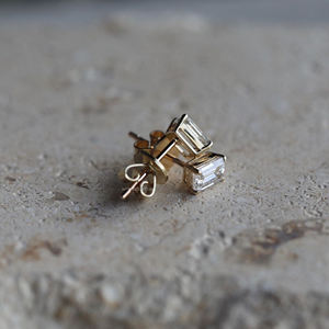 Boucles d'oreilles classiques rectangulaires en diamant taille émeraude, certifiées IGI, en or jaune massif, diamant solitaire étincelant créé en laboratoire CVD HPHT, pour mariage - Product Image 6