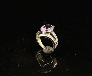 Bague en améthyste de style vintage en argent sterling 925 oxydé, faite à la main, pierre de naissance de février, bijou cadeau - Product Image 2