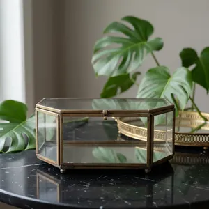 Artisan Design Decorative Jewellery Box B94 Brass & Glass/<b>Mirror</b> Jewelry Showcase & Storage Supplier From Uttar Pradesh India - Product Image 2