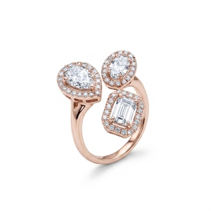 Anillo de Diamantes de Lujo de 2.09 ct con Corte Esmeralda, Ovalado y en Forma de Pera, Oro Sólido de 9k, Regalo de Aniversario de Boda, Certificado IGI - Product Image 2