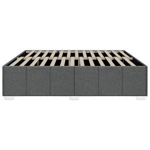 Cadre de lit en contreplaqué polyester gris foncé, bois d'ingénierie et pin massif, matelas durables et élégants - Product Image 5