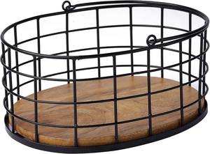 Cestas de Almacenamiento Industriales de Acero y Madera Rústica, Contenedores Organizadores Grandes con Asas para Cocina, Armario, Estante, Almacenamiento en el Hogar - Product Image 3