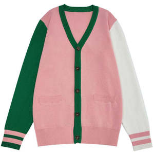 OEM 2026 <b>Custom</b> Manufacturer Eco-Friendly Simple V Neck Long Sleeve All Sorority Embroidery Knitwear Sweater Cardigan Single - Product Image 4