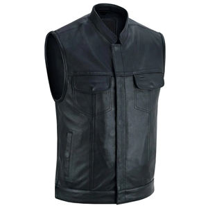 Nouveauté : Gilets de moto en cuir noir pour homme, vestes en cuir personnalisées, imprimées, respirantes, avec fermeture éclair, pour l'hiver - Product Image 1