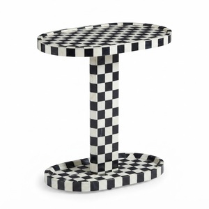 Table d'appoint ronde de luxe en os incrusté vert avec base en laiton, meuble d'appoint tambour et table de chevet avec tiroir, vente en gros - Product Image 4