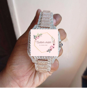 นาฬิกาข้อมือผู้ชายสแตนเลสสตีลทรงเหลี่ยมประดับเพชรโมอิสซาไนต์ สไตล์ฮิปฮอป แฟชั่น พร้อมหน้าปัดคริสตัลแซฟไฟร์และเข็มบอกเวลาแบบกลไก - Product Image 2