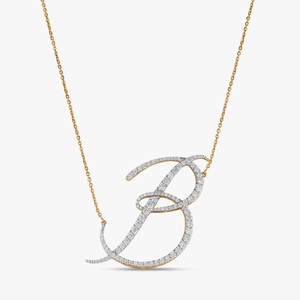 Initial Letter Round Diamond <b>Pendant</b> Necklaces Custom Alphabet Cable Chain Charms Everyday Wear Jewelry 10k 14k 18k <b>Solid</b> <b>Gold</b> - Product Image 1