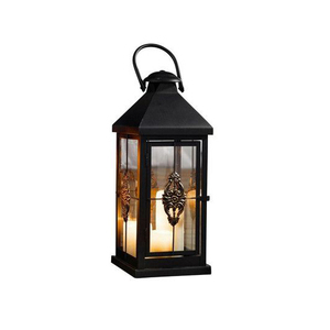 Classic Black Iron Lantern Candle <b>Holder</b> Set With <b>Glass</b> Panels And Dome Lid Decorative Stylish New Design Lantern Set - Product Image 6