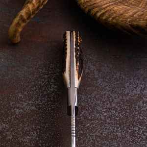 Cuchillo de Caza Hecho a Mano Personalizado con Mango de Asta de Ciervo, Ideal para Desollar y Cortar, OEM Disponible, Hoja Fija, Funda de Cuero - Product Image 3