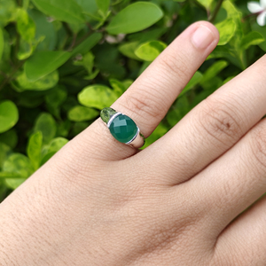 Bagues de mode punk unisexe en laiton plaqué argent 18 carats avec pierres précieuses naturelles : Onyx vert, Labradorite, Amazonite, Lapis Lazuli - Product Image 3