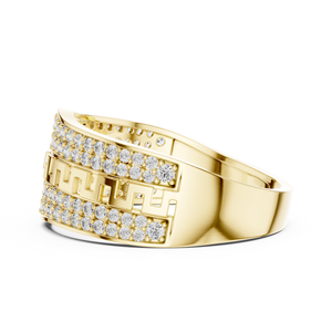 Anillo de Oro Amarillo de 18 Quilates con Diamantes Cultivados en Laboratorio, Diseño Griego Imperial, Chapado en Rodio, para Bodas, Compromisos, Regalos, Uso Diario en la Oficina - Product Image 4