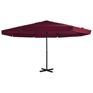 Parasol de jardin extra large en aluminium rouge bordeaux et bases - Product Image 1