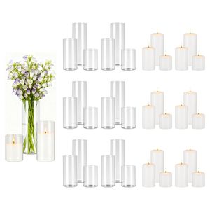 Set di 36 Portacandele Cilindrici Trasparenti, Vasi Alti per Centrotavola Matrimoniali, Vasi in Vetro per Candele a Colonna, 36 Pezzi - Product Image 1