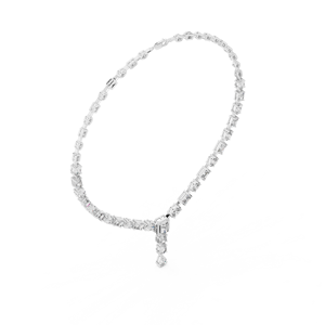 Collar de Lujo para Mujer, Oro Blanco de 18K, Diamante Cultivado en Laboratorio, Corte Esmeralda, Estilo Vintage Royal Cascade, Bañado en Rodio, 31.5ct de Peso Total - Product Image 2