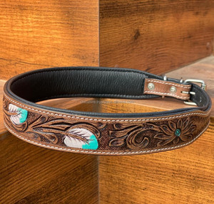 Nouvelle arrivée Western usiné à la main 100% collier de chien réglable en cuir véritable pour animal de compagnie personnalisé gravé rembourré chien chiot collier - Product Image 2