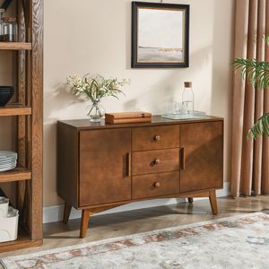 Credenza Moderna Stile Mid-Century da 120 cm con 2 Ante e 3 Cassetti, Mobile per Cucina e Sala da Pranzo - Product Image 1