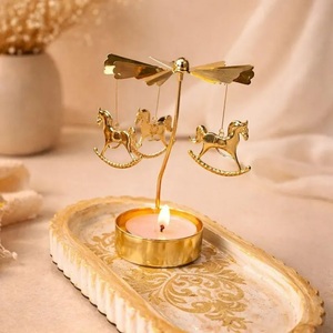 New Arrival <b>Tea</b> <b>Light</b> Candle Holders With 3 Horses Votive Candle Holders for and Home Style Golden Candle Holder Table Decor - Product Image 1