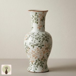 Vase en céramique artisanal de haute qualité à motif floral Wabi-Sabi, style vintage, prix d'usine, vase en grès pour table ByUO - Product Image 1
