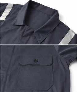 Combinaison de travail industrielle haute visibilité en sergé de coton réfléchissant pour hommes, renforcée, multi-poches, avec logo personnalisé, vente en gros - Product Image 3