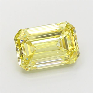 Stunning Certified Loose Gemstone Sparkling Stone for High Jewelry Designs <b>Emerald</b> Cut Fancy Vivid Yellow CVD Lab Grown Diamond - Product Image 6