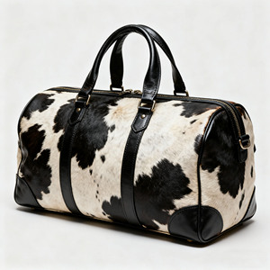 Bolsa de Viaje de Cuero de Lujo con Pelo de Vaca, Bolsa de Fin de Semana, Bolsa de Viaje de Gran Capacidad, Equipaje de Mano LHTB-0002 - Product Image 4