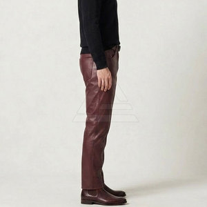 Modern <b>Men</b> <b>Leather</b> Straight Leg <b>Pants</b> With Clean Panel Details Belt Loops And Comfortable Casual Outdoor Fashion - Product Image 6