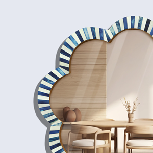 Miroir mural de mariage au design moderne avec motif en os incrusté, écologique, incrustation en résine faite à la main, forme personnalisable par Faizacraft - Product Image 5