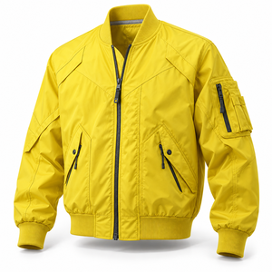 Electric Yellow Bomber Style <b>Windbreaker</b> Jacket Lightweight Windproof Outdoor Rain Shell Unisex Sports Workwear Cycling <b>Camping</b> - Product Image 4
