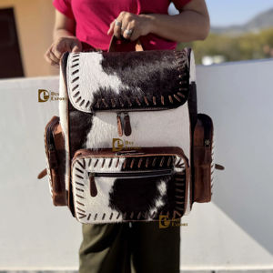 Mochila de Cuero con Pelo de Vaca Estilo Western, Mochila Elegante con Pelo, Bolsos Escolares Unisex, Bolso de Diseño Único - Product Image 1