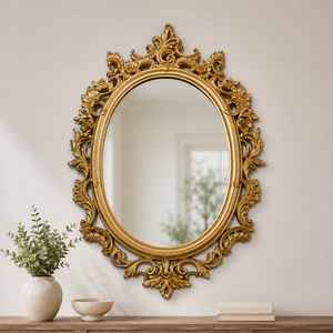 Antique Gold Oval Wall <b>Mirror</b> Ornate Baroque Scroll Frame Decorative Vintage <b>Mirror</b> for Bedroom Living Room Home Decor - Product Image 4