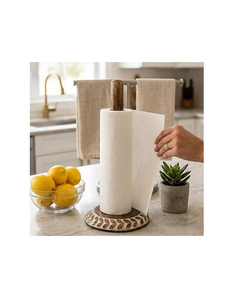 Soporte de madera para toallas de papel, soporte para rollos de cocina, estante de almacenamiento de rollos de cocina de madera - Product Image 1