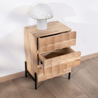 Table de chevet Vandana Crystal Order avec 3 tiroirs en bois d'acacia et pieds en métal