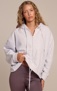Sweat à capuche zippé intégral pour femme en molleton de coton français épais 340g, respirant, avec broderie personnalisée et logo frontal pour l'hiver - Product Image 4